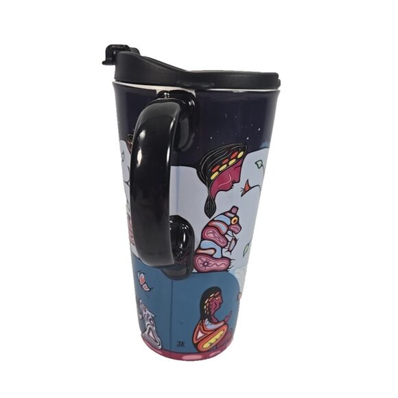 Native Northwest Travel Mug Indigenous Art Ceramic Tumbler Vancouver Canada - Picture 6 of 7
